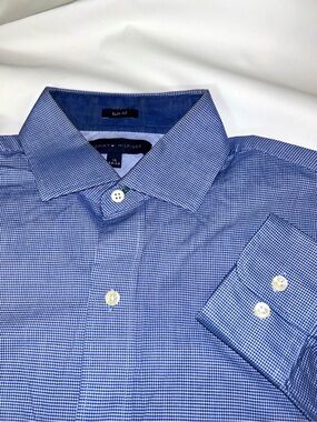 Tommy Hilfiger Blue Microcheck Slim Dress Shirt